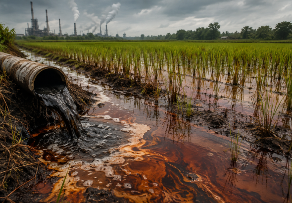 Sawah Serang Diduga Tercemar Limbah B3