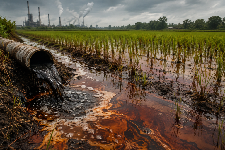 Sawah Serang Diduga Tercemar Limbah B3